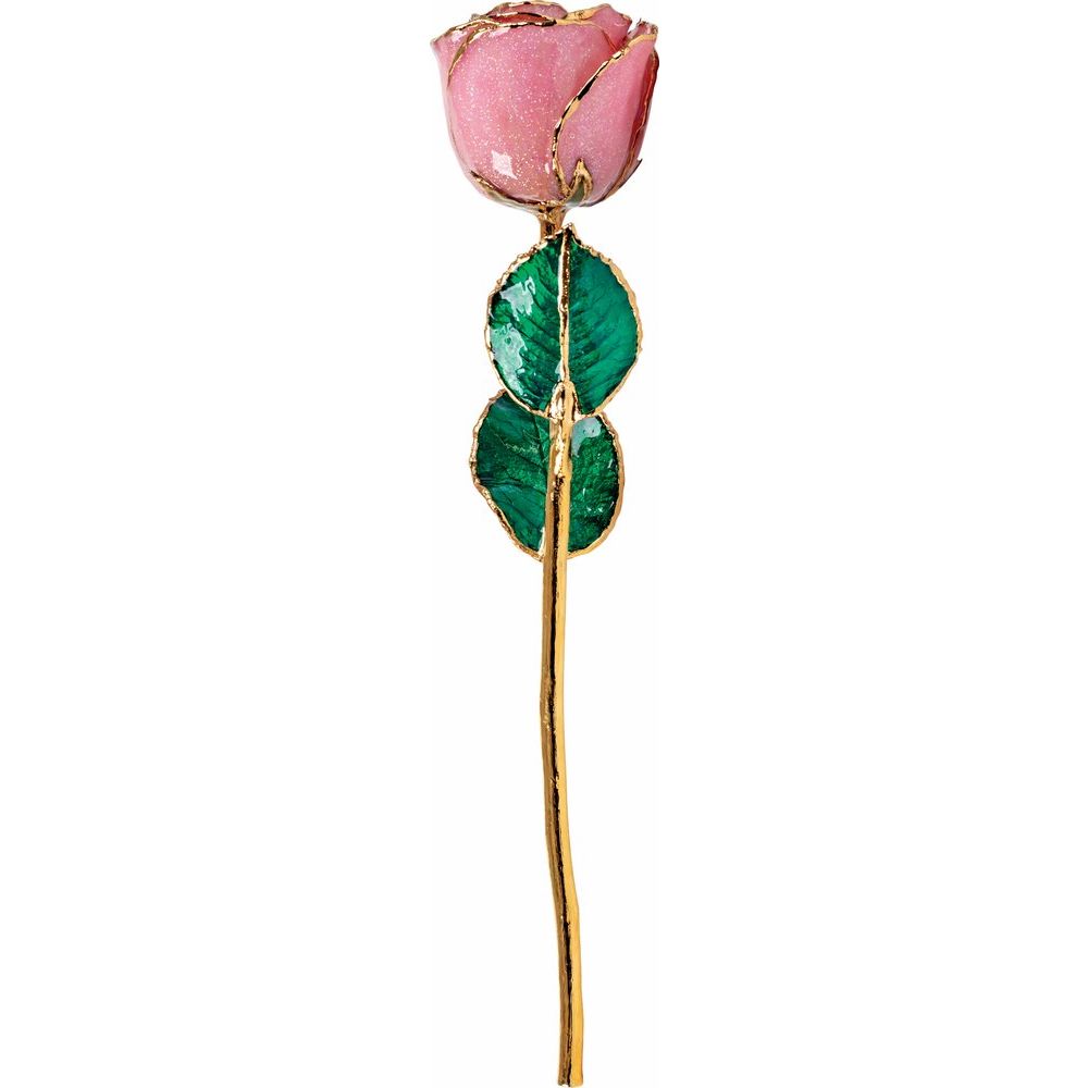 Lacquered Pink Rose with Gold Trim