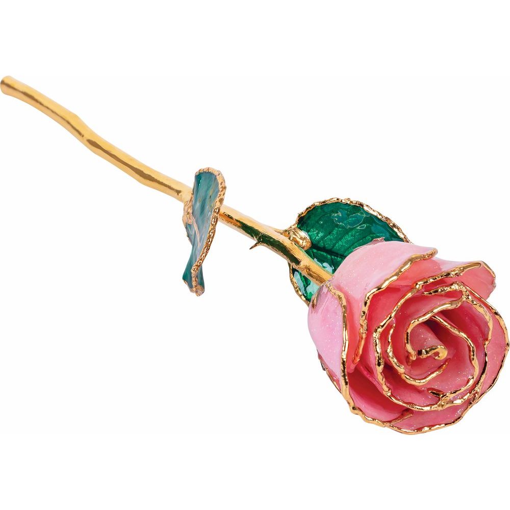 Lacquered Pink Rose with Gold Trim